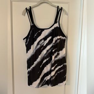 Rotita Black and White Tankini Top Only 1X US14-16